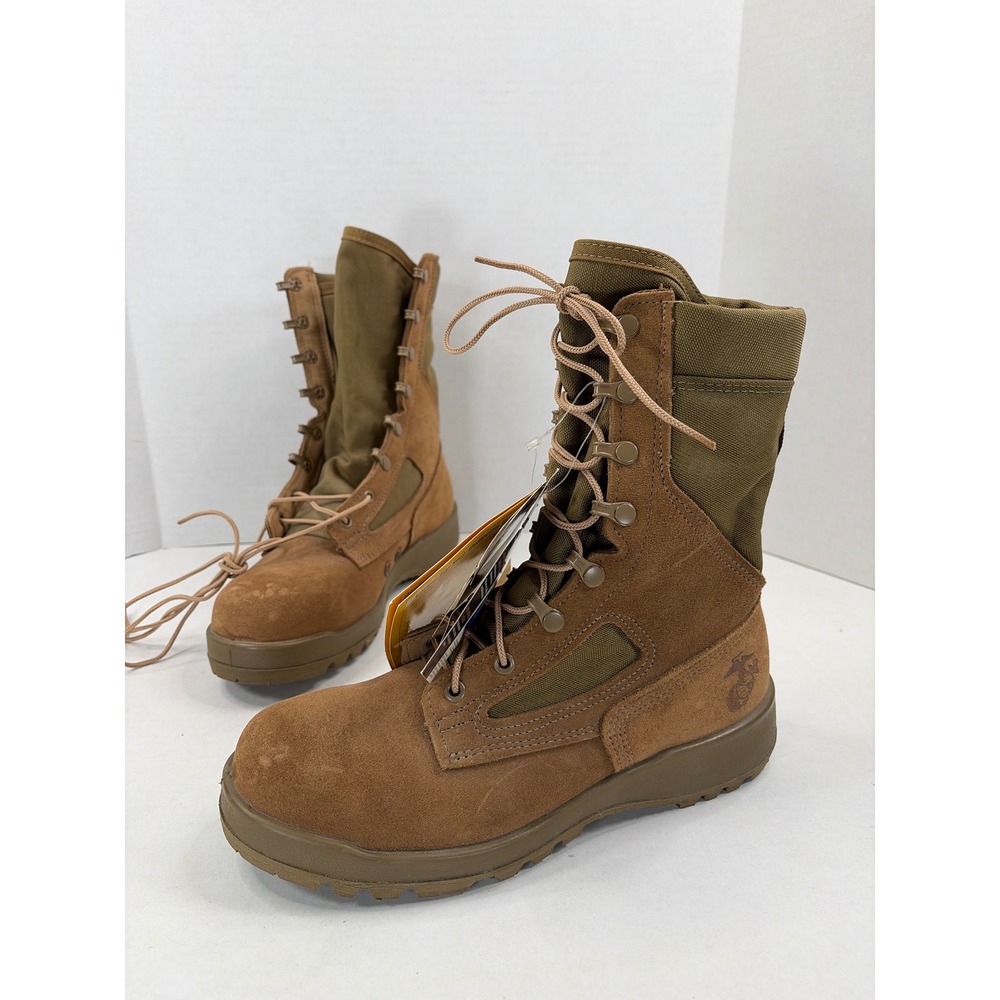 Belleville 550 ST USMC Steel Toe Hot Weather Combat Boots Tan Suede 7.5 R Mens